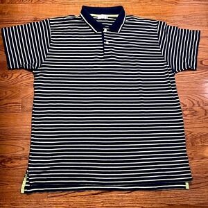 J.Crew Polo Shirt Mens XL Oarsman Blue Green Stripe Golf S/S Casual 100% Cotton